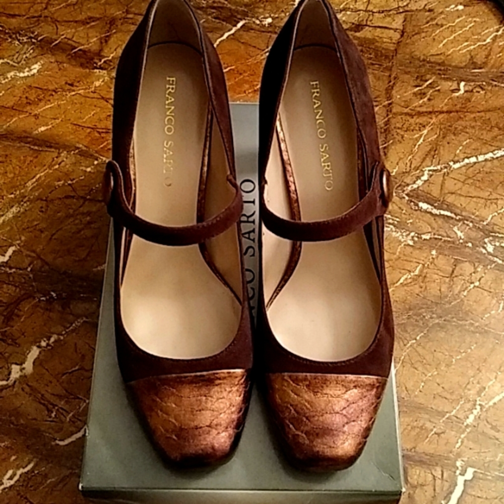 Brown suede heels